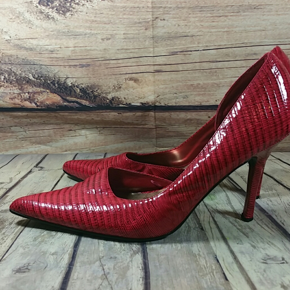 Diva Blue Croc Effect Red Heels Size 10